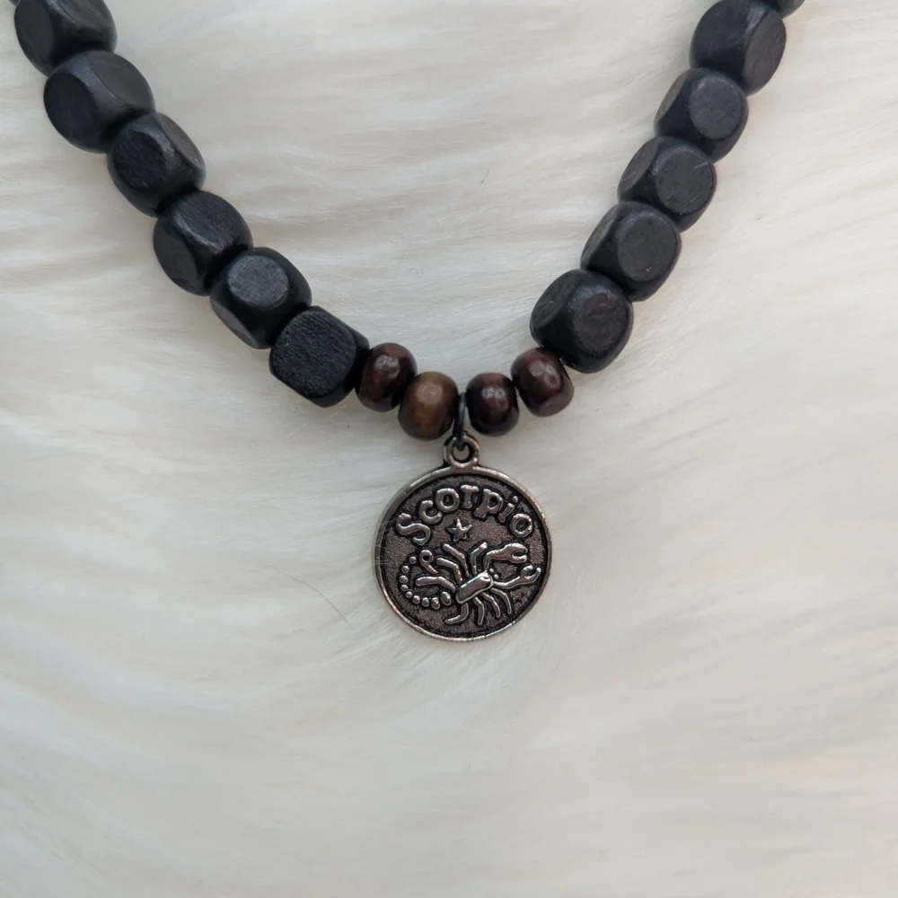 Zodiac Jewelry  Scorpio the Scorpion - Black and Brown Beads Necklace